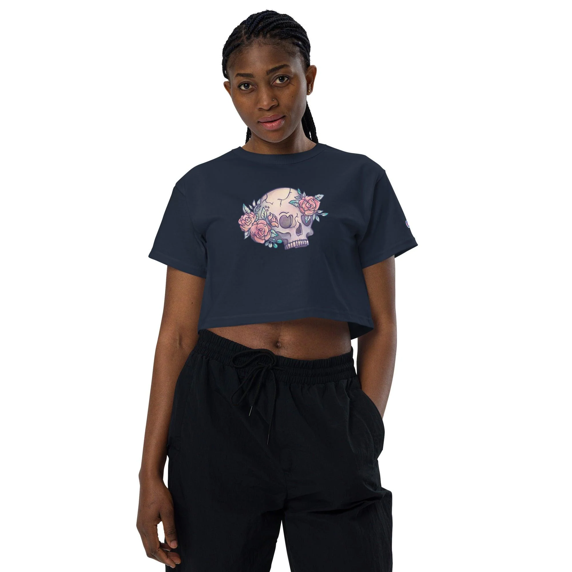 Skulls and Roses Champion Crop Top - Image 2