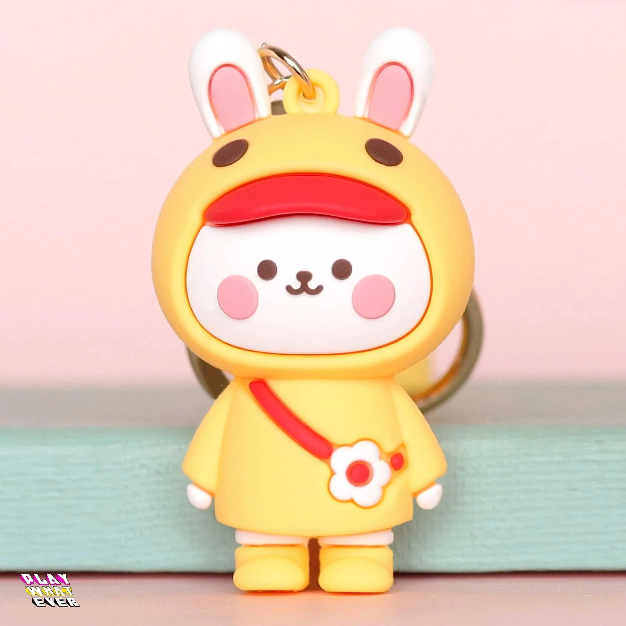 Smiling Life Happy Bunny Raincoat Keychain - Image 2