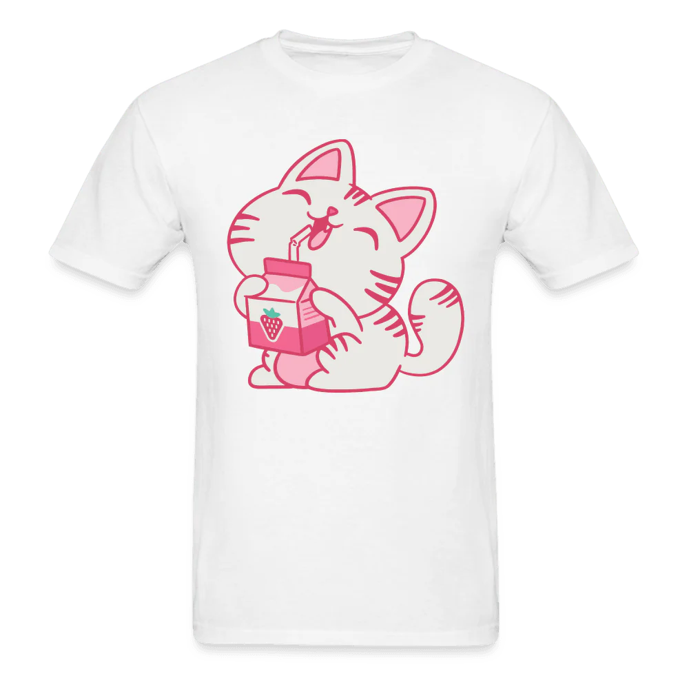 Strawberry Milk Kawaii Neko Cat T-Shirt - Image 4
