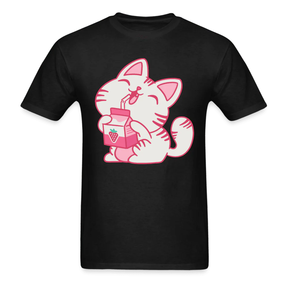 Strawberry Milk Kawaii Neko Cat T-Shirt - Image 5
