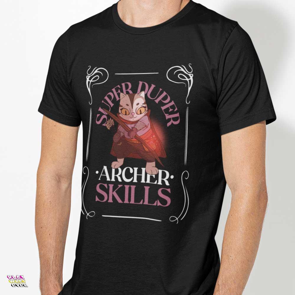 Super Duper Archer Skills Magic Cat Gamer Shirt - Image 2