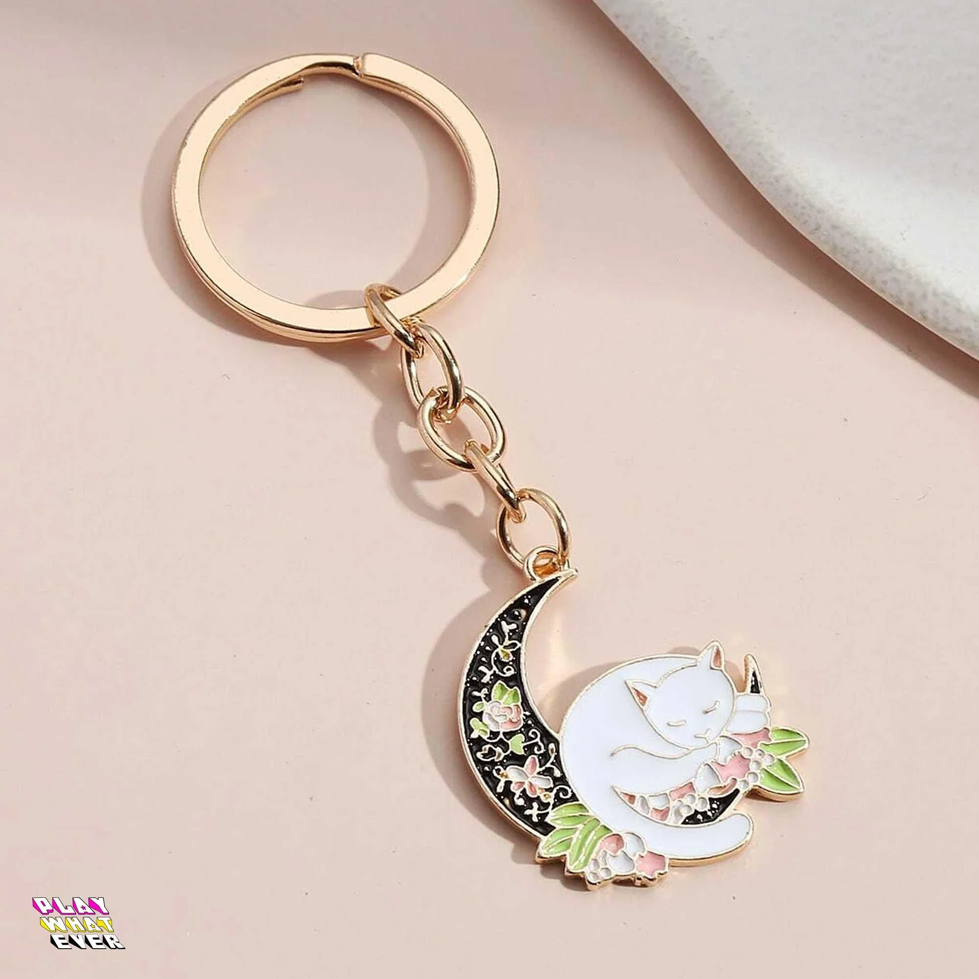 Vintage Moon Cat Dreams Keychain - Image 2