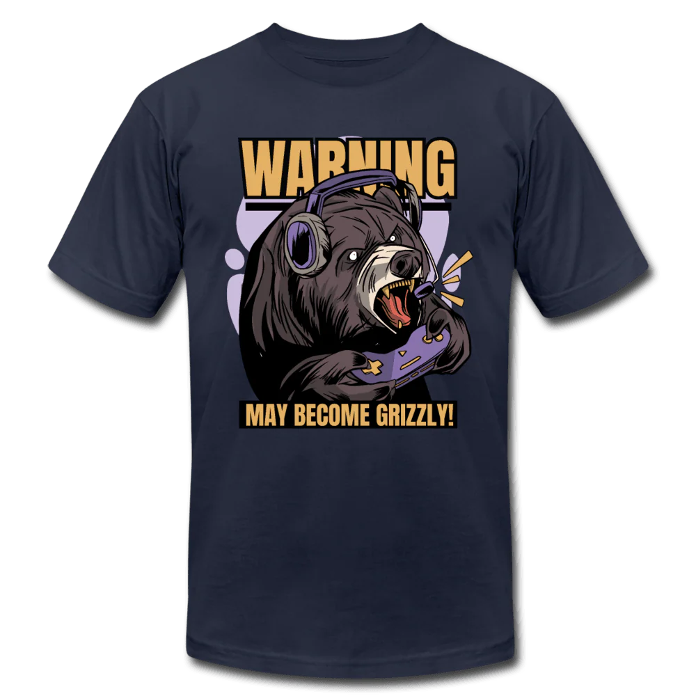 Warning May Become Grizzly Gaming Bear Unisex T-Shirt - Image 6