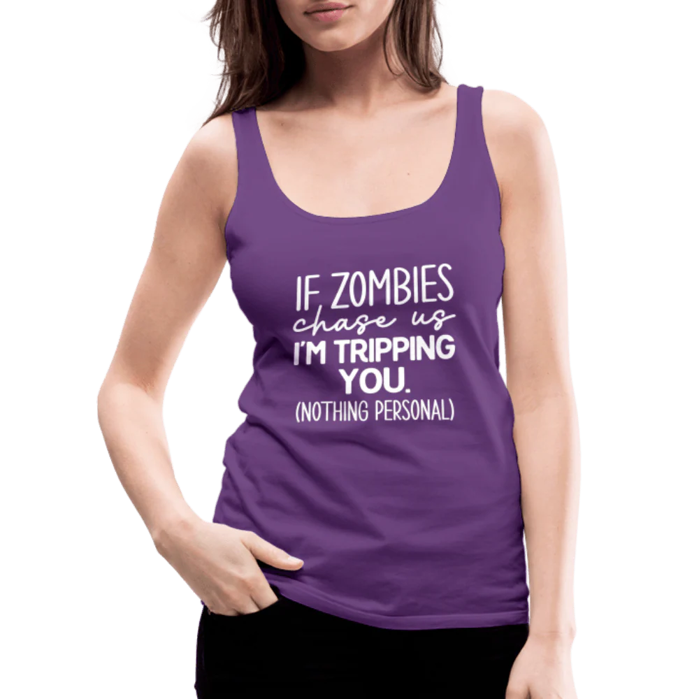 Zombie Chase Funny Quote Tank Top - Image 15