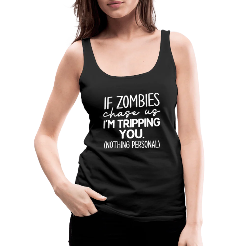 Zombie Chase Funny Quote Tank Top - Image 3